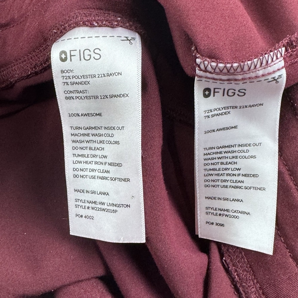FIGS Technical Collection Burgundy 2- Piece Scrub Set – Women's Medium - Picture 6 of 14